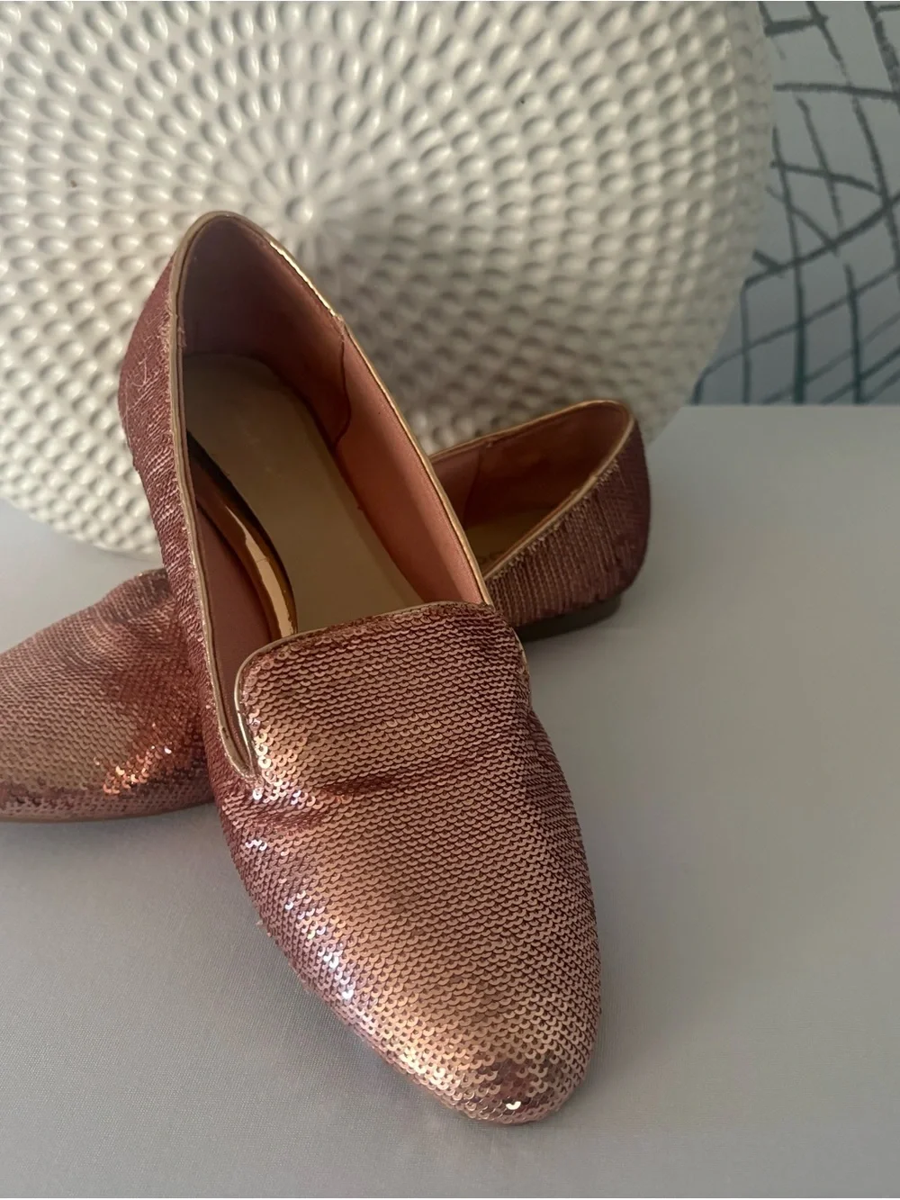 ALDO Rose Gold Sequin Slip-On Loafers